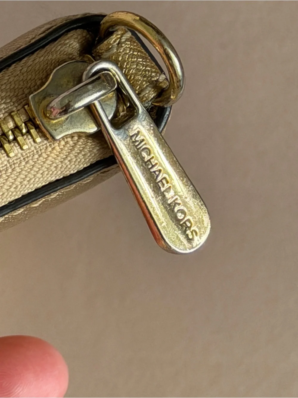 Michael Kors Gold Saffiano Zip Wallet
